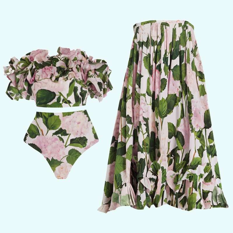 Maillot de bain d'hortensia à poitrine de lotus