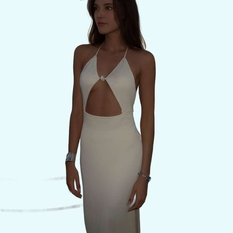 Robe de plage à bretelles tricotées