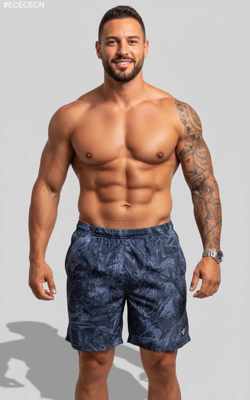 Boardshort à bronzage pénétrant pour homme avec imprimé ombre marine.